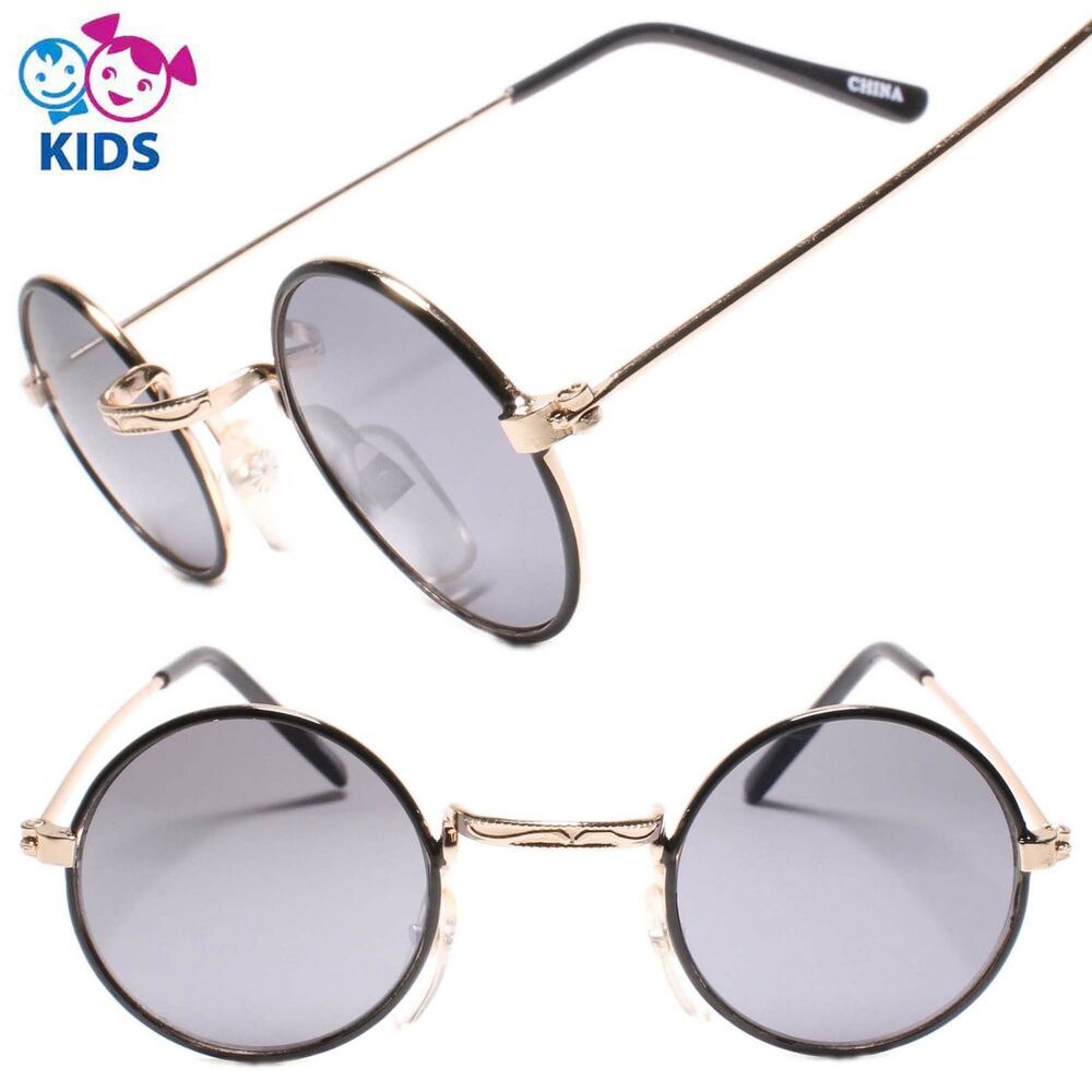 Kids 0-2 year Round Gold & Black Sunglasses 100% UV Protection